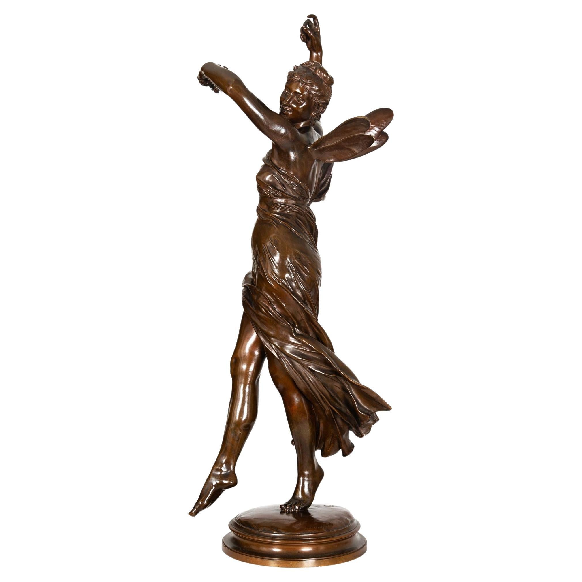 Scultura francese in bronzo "La Danse" di Eugene Delaplanche in vendita