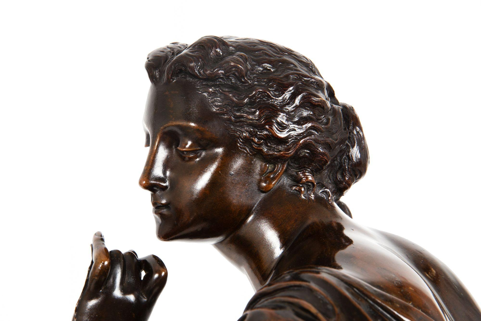 French Bronze Sculpture “La Fil de la Vierge” by Pierre-Emile Hebert ca. 1880 In condizioni buone in vendita a Shippensburg, PA