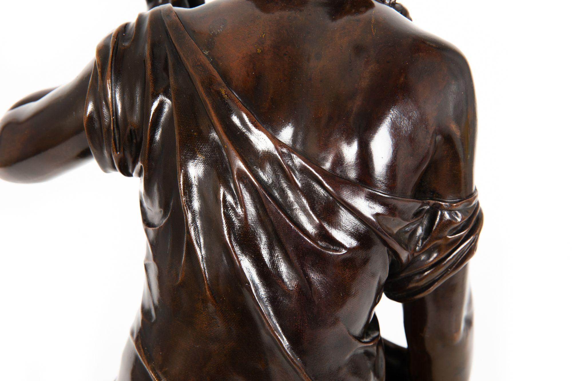 French Bronze Sculpture “La Fil de la Vierge” by Pierre-Emile Hebert ca. 1880 in vendita 1