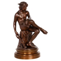 French Bronze Sculpture “Mercury Seated” after Pierre Marius Montagne