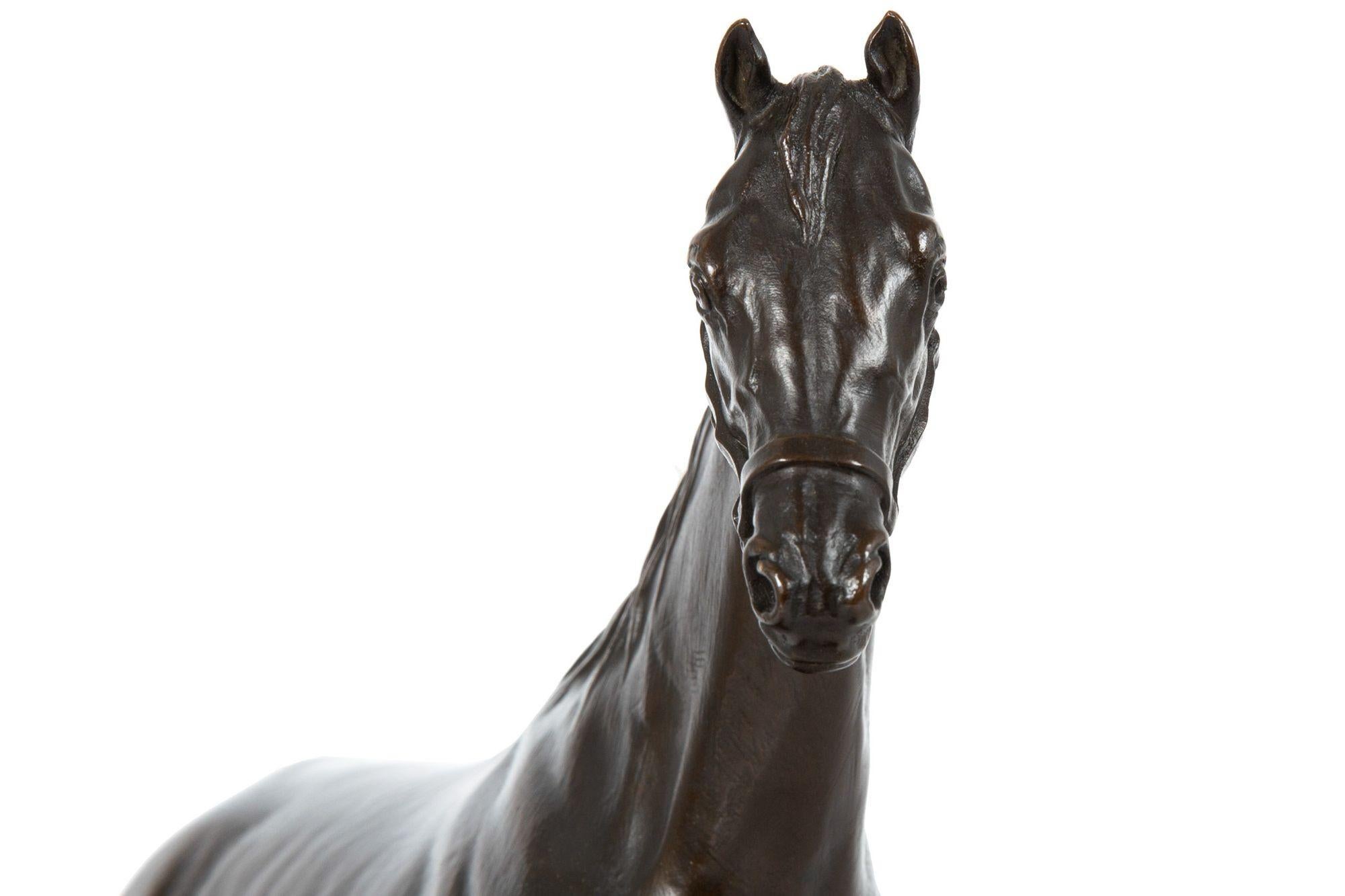 French Bronze Sculpture “Monarque” Race Horse Stallion by Pierre Lenordez 8