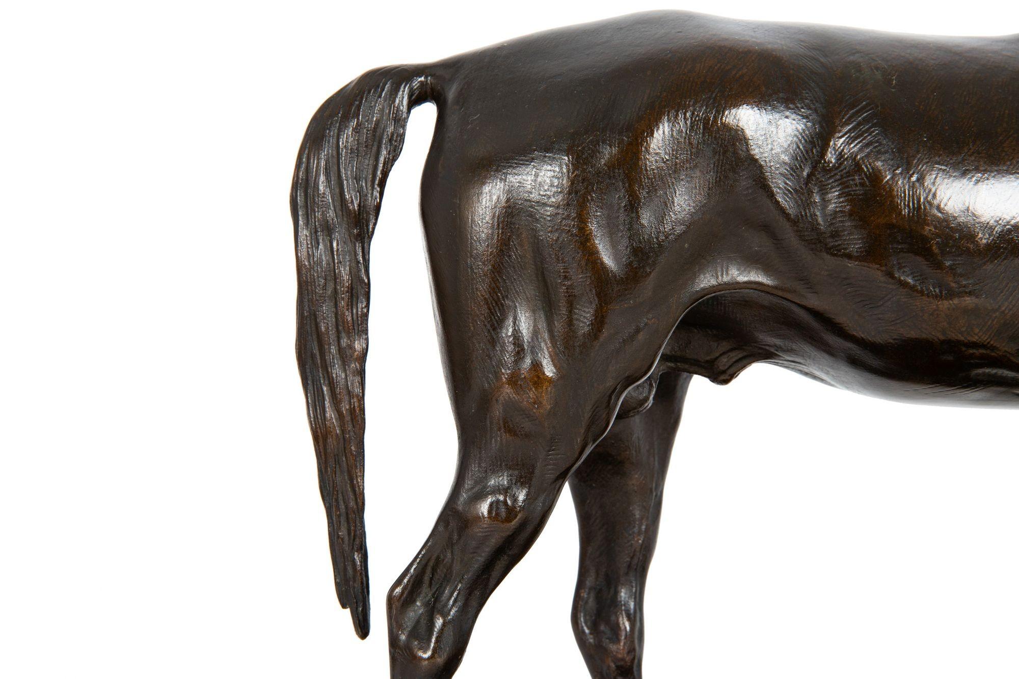 French Bronze Sculpture “Monarque” Race Horse Stallion by Pierre Lenordez 9