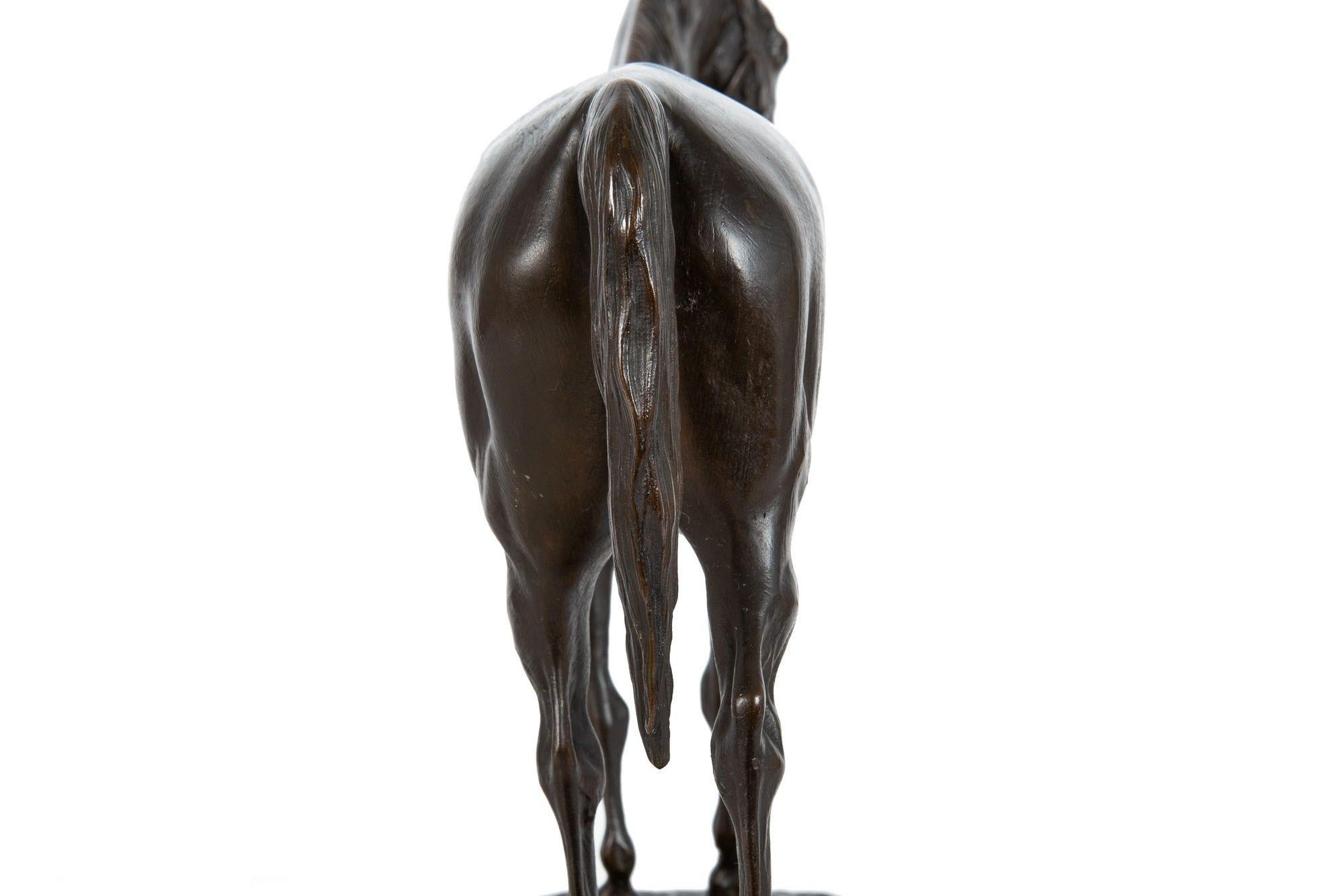 French Bronze Sculpture “Monarque” Race Horse Stallion by Pierre Lenordez 10