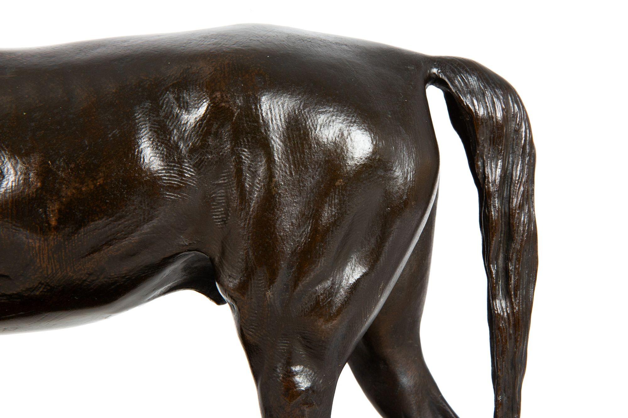 French Bronze Sculpture “Monarque” Race Horse Stallion by Pierre Lenordez 13