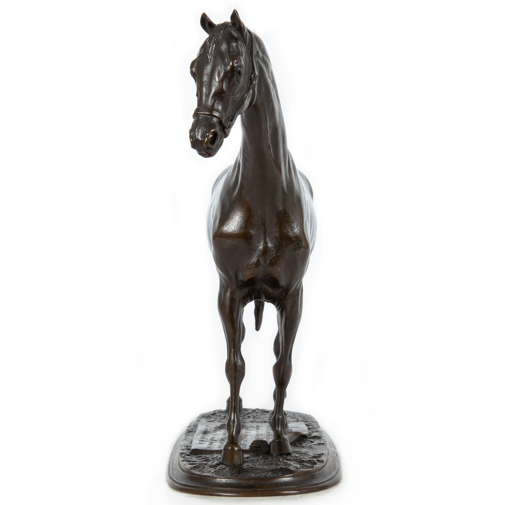 French Bronze Sculpture “Monarque” Race Horse Stallion by Pierre Lenordez In Good Condition In Shippensburg, PA