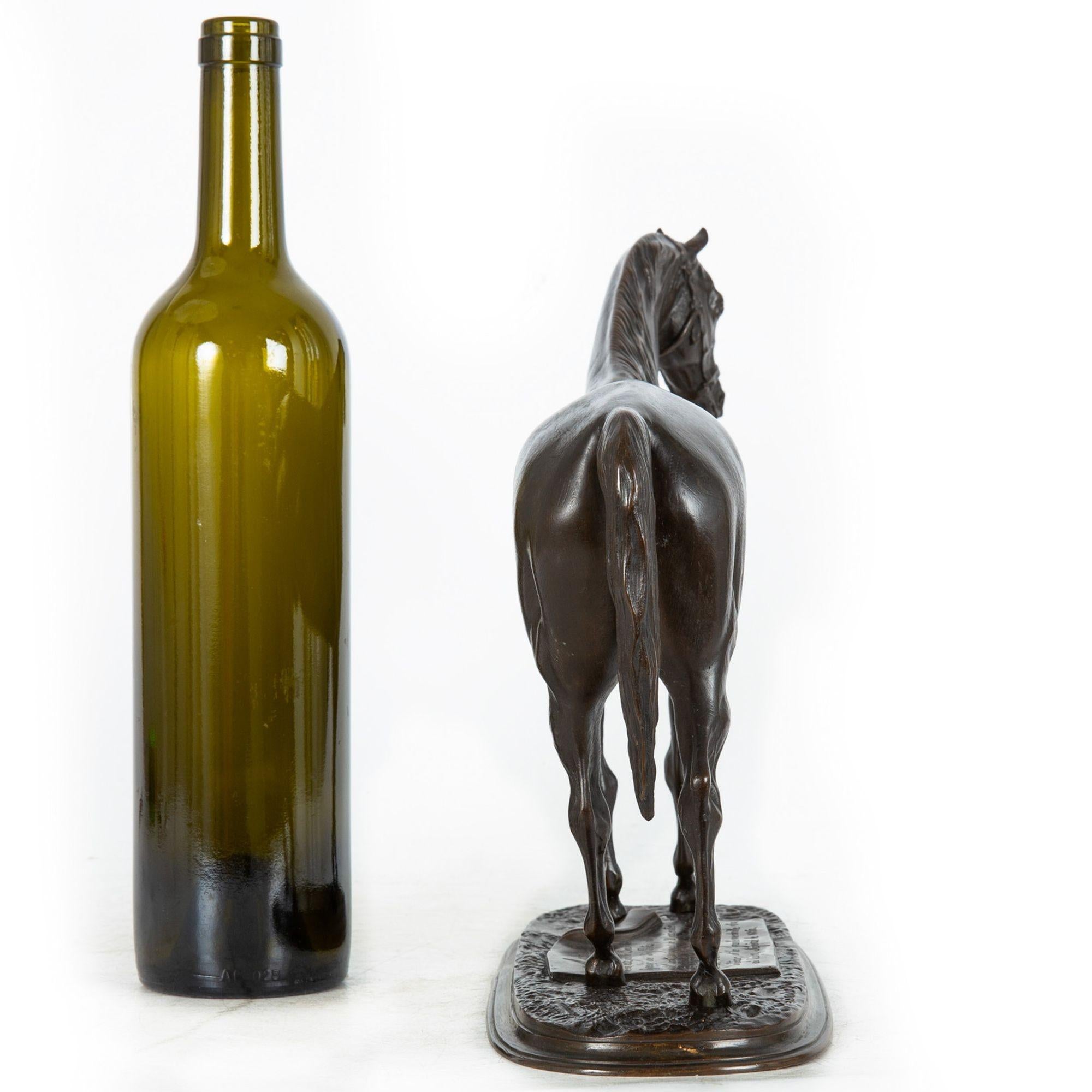 19th Century French Bronze Sculpture “Monarque” Race Horse Stallion by Pierre Lenordez