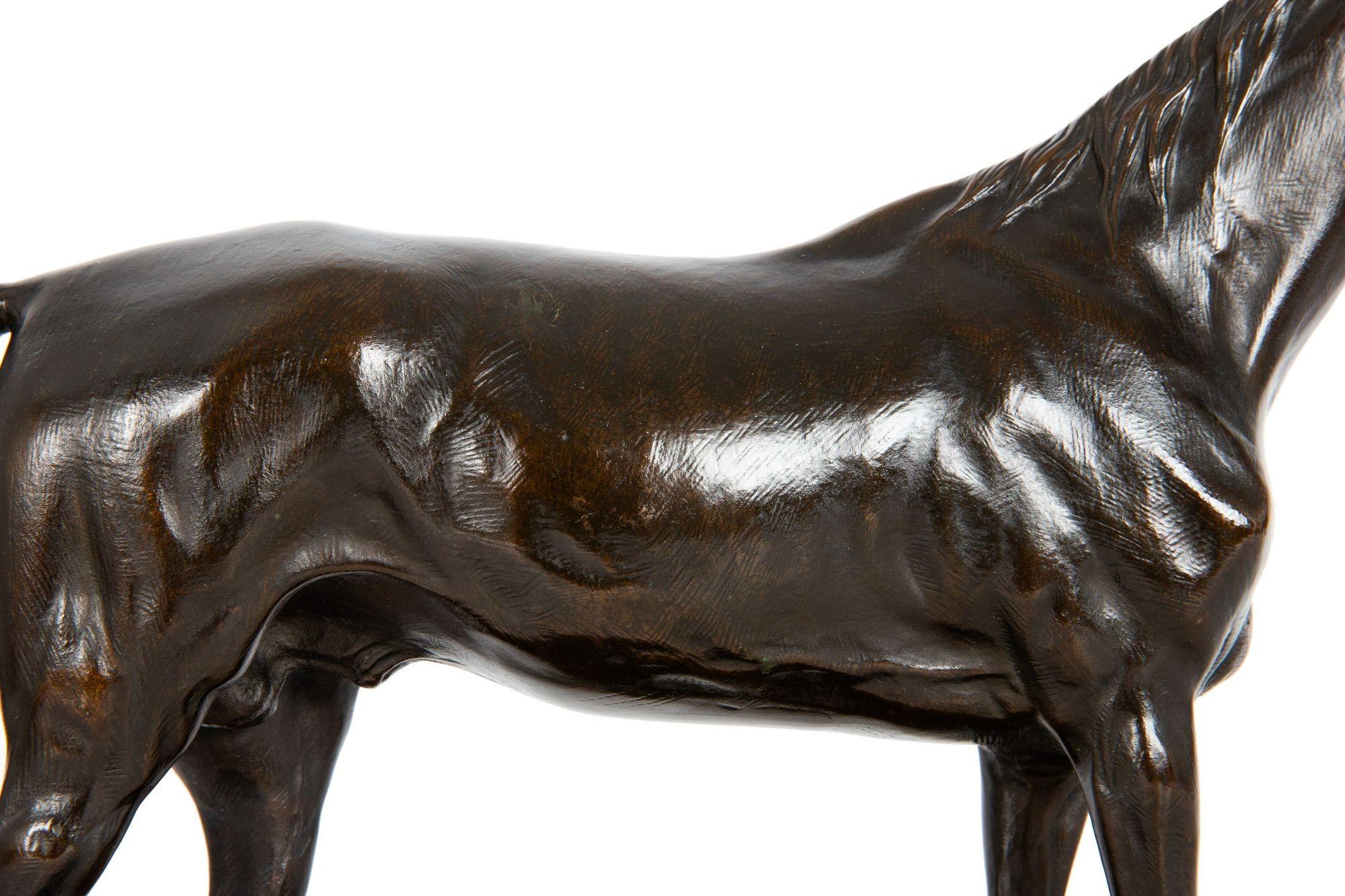 French Bronze Sculpture “Monarque” Race Horse Stallion by Pierre Lenordez 2