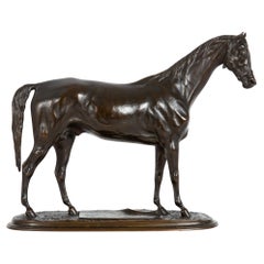 French Bronze Sculpture “Monarque” Race Horse Stallion by Pierre Lenordez