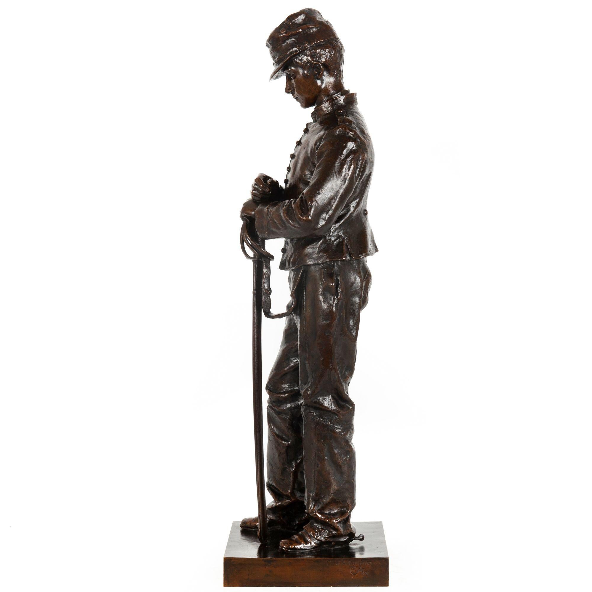 20th Century French Bronze Sculpture of “A Boy Soldier