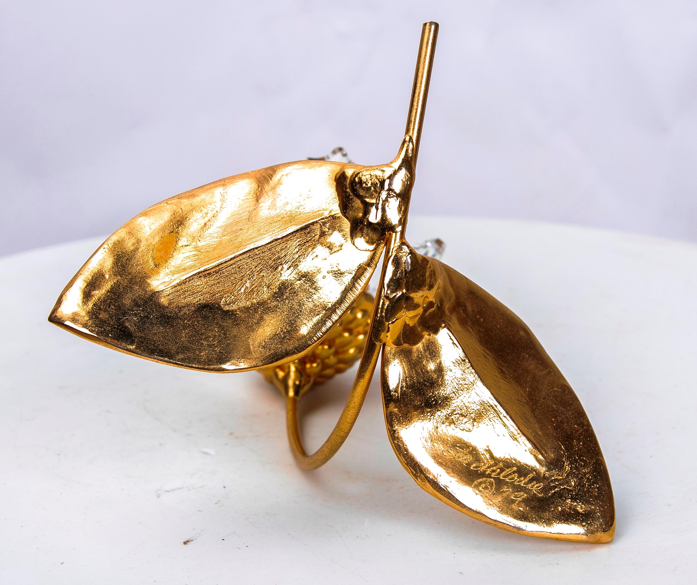 Scultura francese in bronzo di un fiore con vetro, firmata 1979, Francia in vendita 5