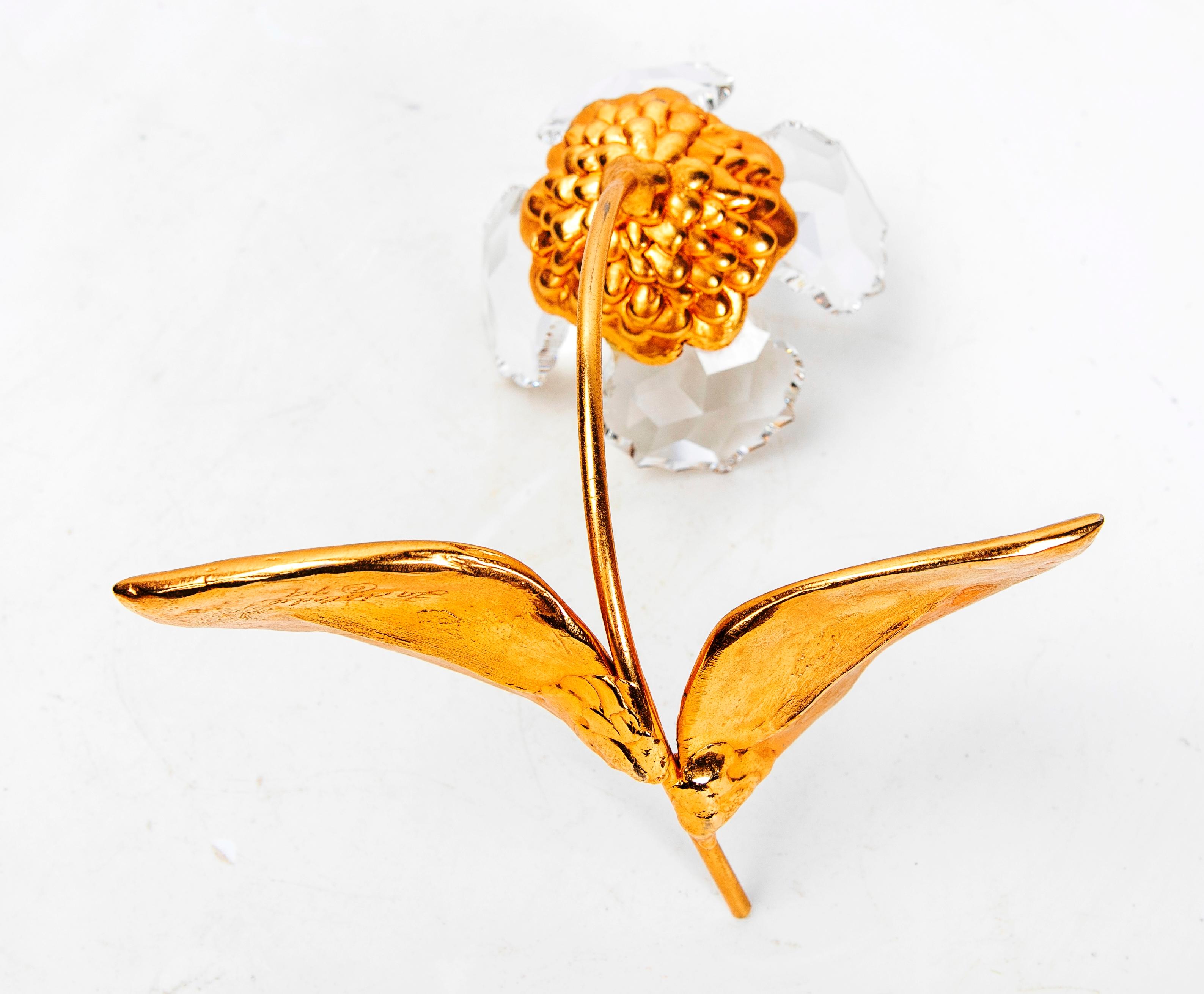 Scultura francese in bronzo di un fiore con vetro, firmata 1979, Francia in vendita 3