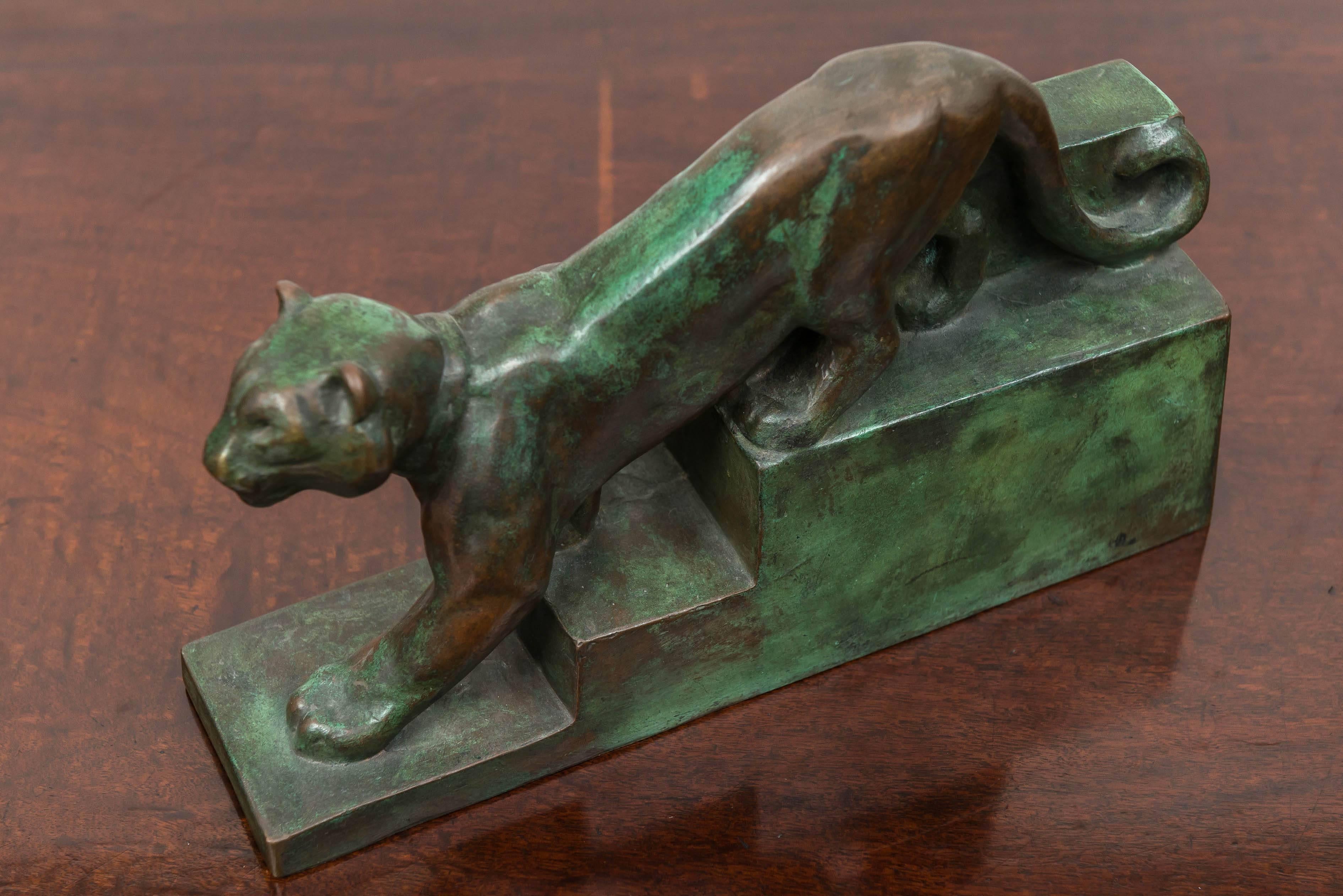 French Bronze Sculpture of a Jaguar by J. Andr'e, Paris, circa 1925 4