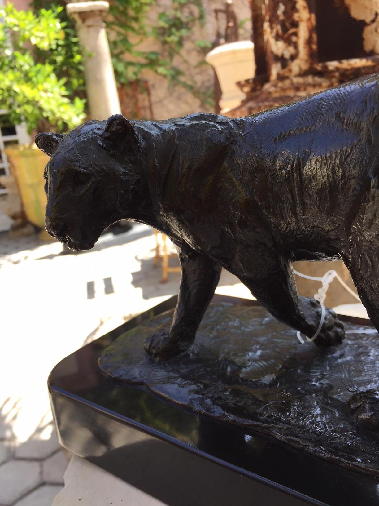 Bronze Sculpture Lioness / Roger Godchaux Jewish Artist & Susse Lost Wax Bibelot For Sale 3