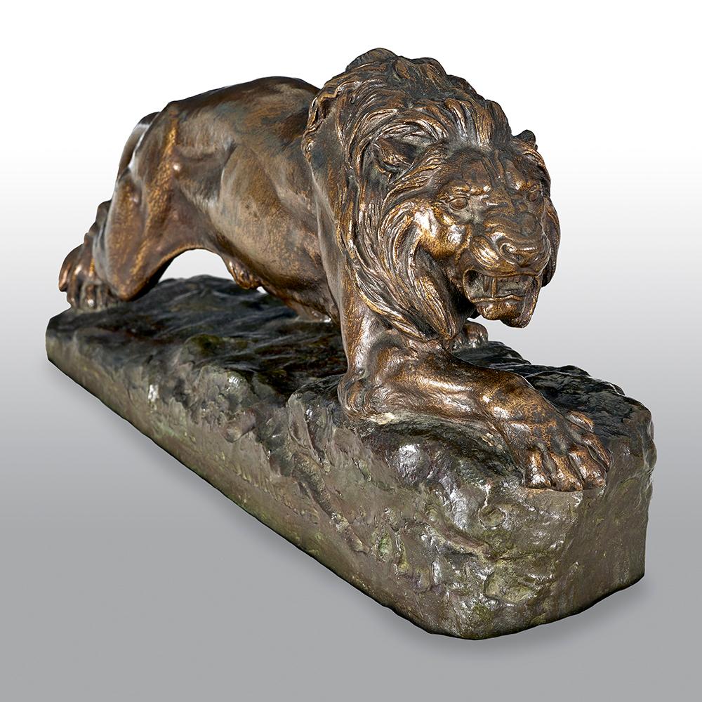 French Bronze Sculpture of a Stalking Lion by Isidore-Jules Bonheur In Good Condition In Uckfield, Sussex