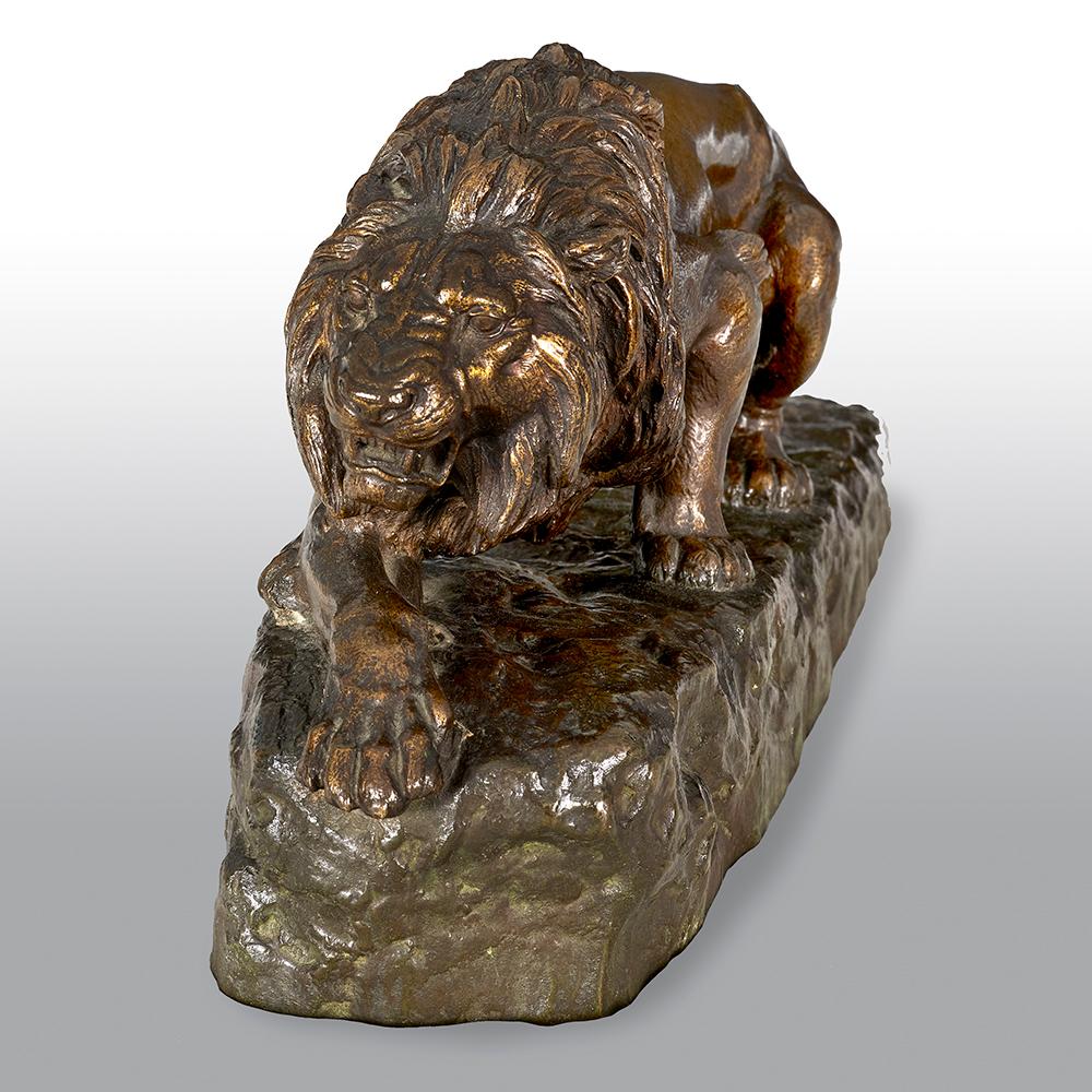 19th Century French Bronze Sculpture of a Stalking Lion by Isidore-Jules Bonheur