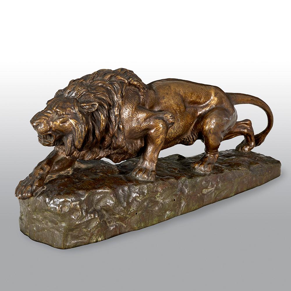 French Bronze Sculpture of a Stalking Lion by Isidore-Jules Bonheur 1