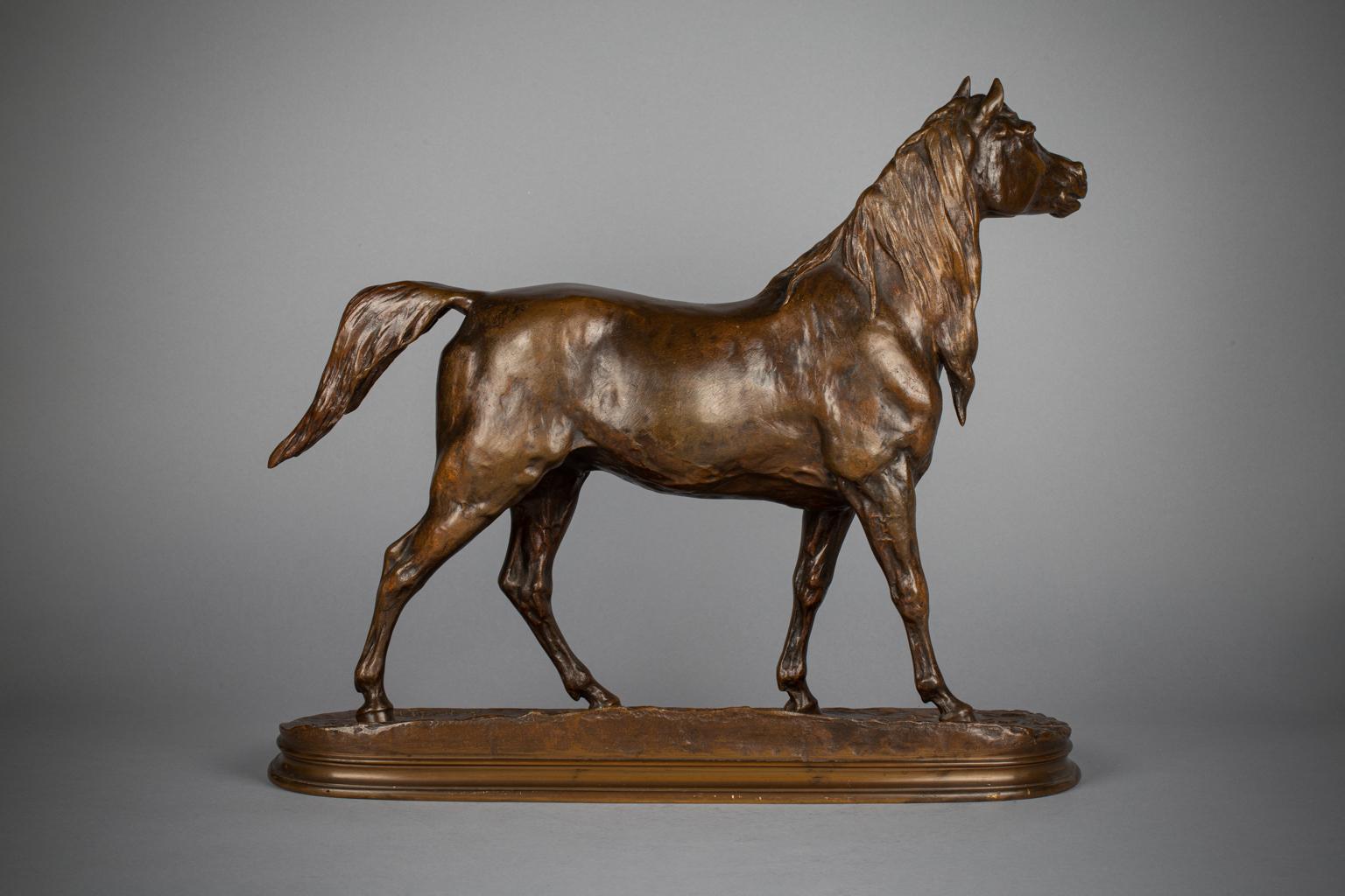 Scultura in bronzo francese di uno stallone, PJ Mene (1810-1871) In condizioni ottime in vendita a New York, NY