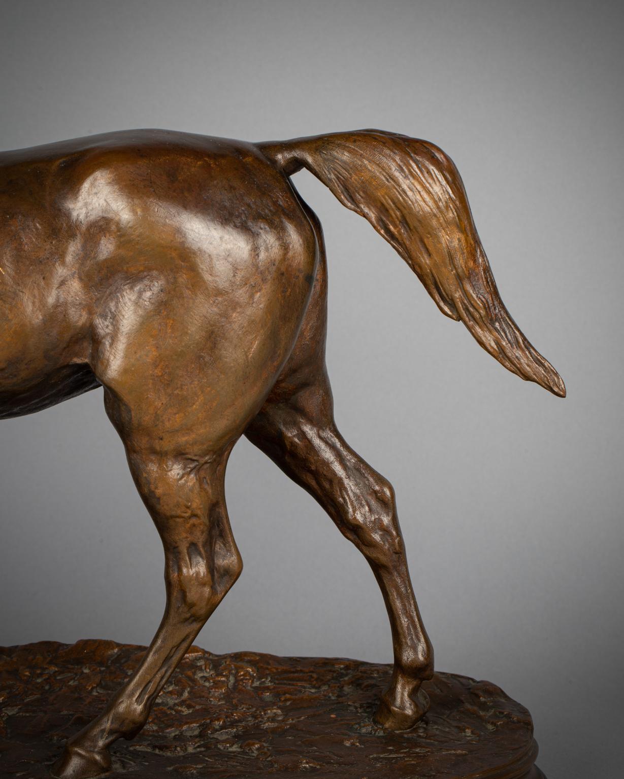 Mid-19th Century French Bronze Sculpture of a Stallion, PJ Mene (1810-1871) For Sale