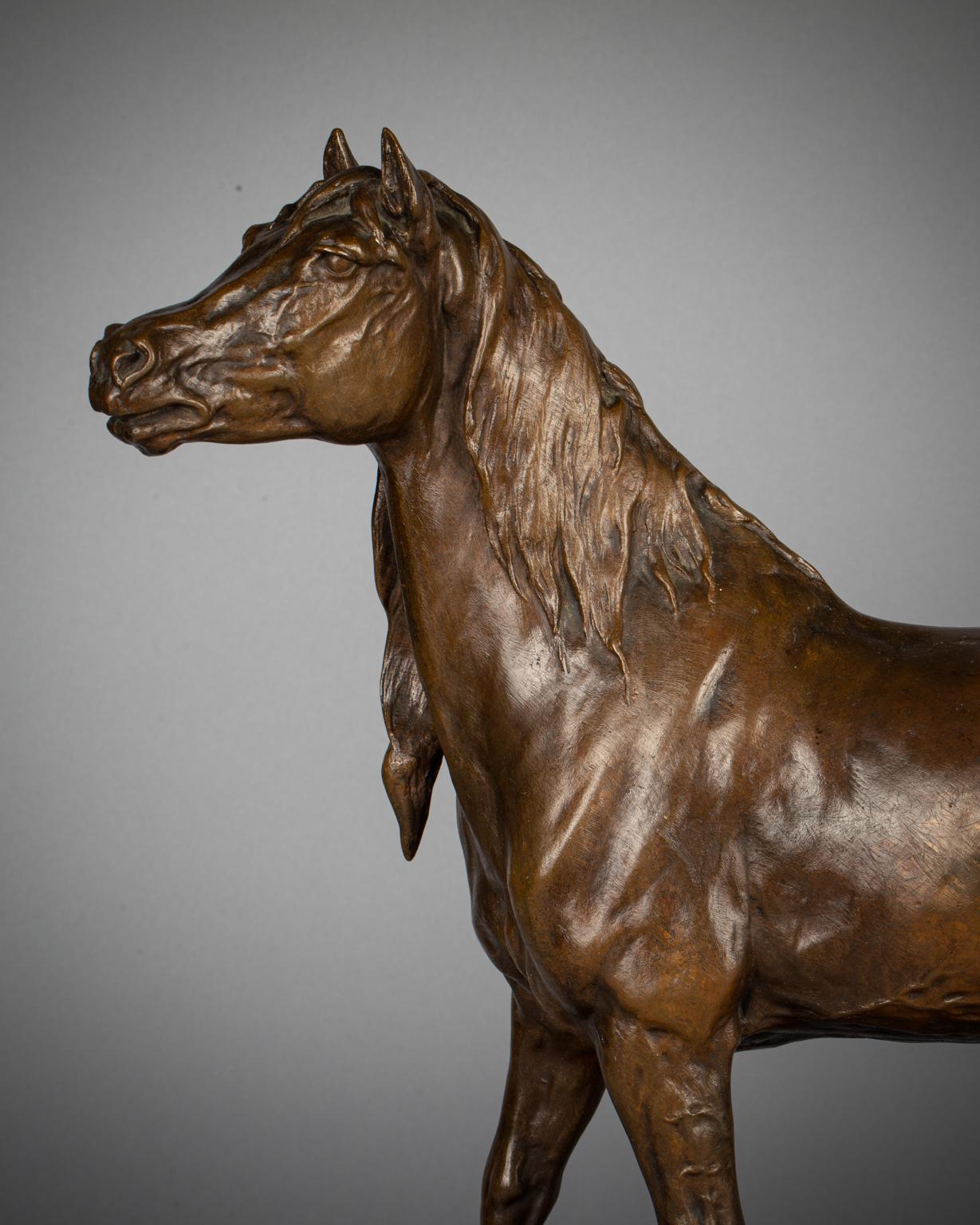French Bronze Sculpture of a Stallion, PJ Mene (1810-1871) For Sale 1