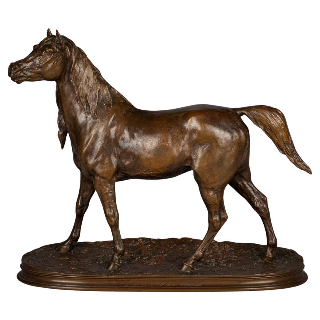 Französische Bronzeskulptur eines Stallions aus Bronze, PJ Mene (1810-1871)