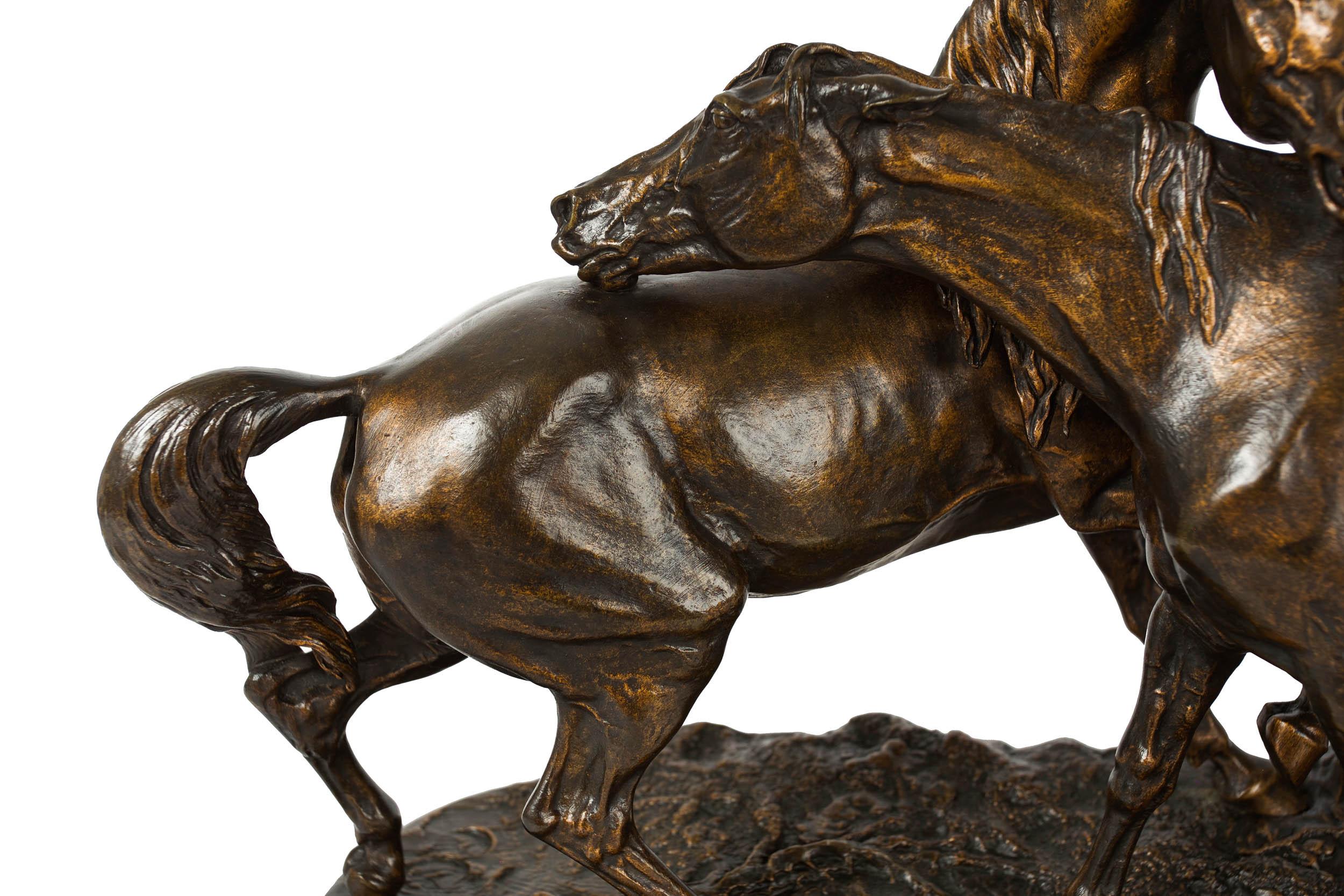 19th Century French Bronze Sculpture of Arabian Horses 