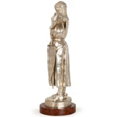 Escultura francesa de bronce "Credo" de Emmanuel Fremiet en pátina plateada