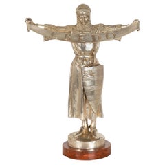 French Bronze Sculpture of “Credo” by Emmanuel Fremiet in Silvered Patina