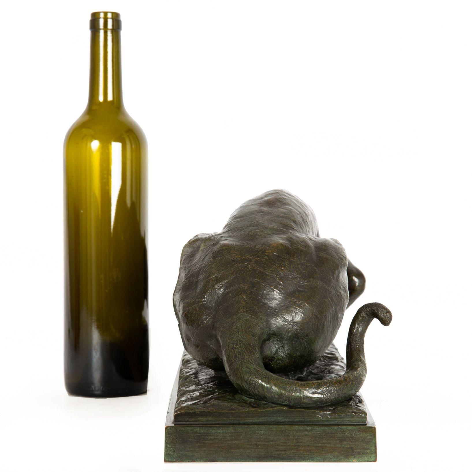 20th Century French Bronze Sculpture of Crouching Tiger by François Hippolyte Peyrol For Sale
