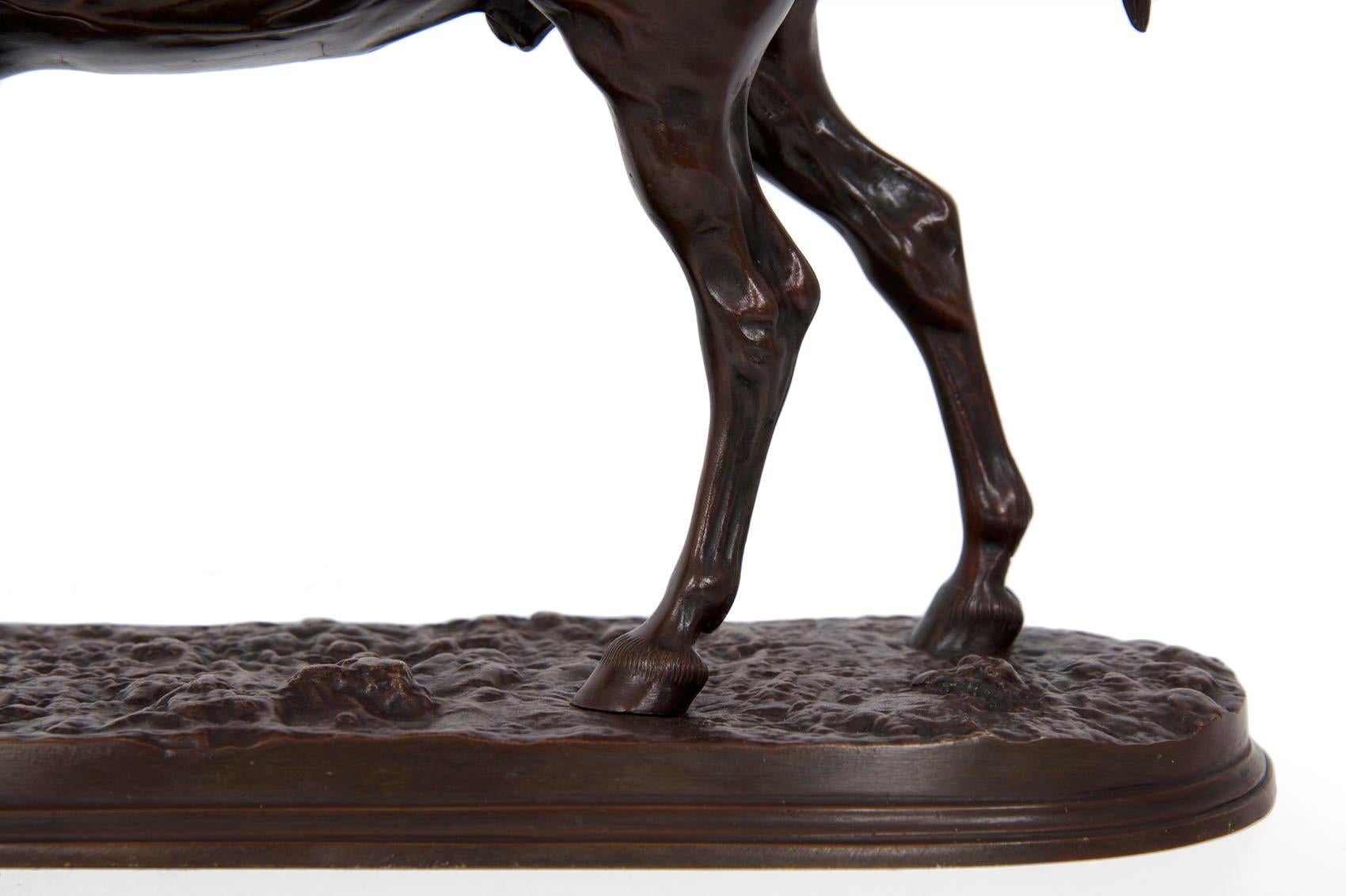 French Bronze Sculpture of Horse Stallion “Ibrahim” After Pierre Jules Mene 8