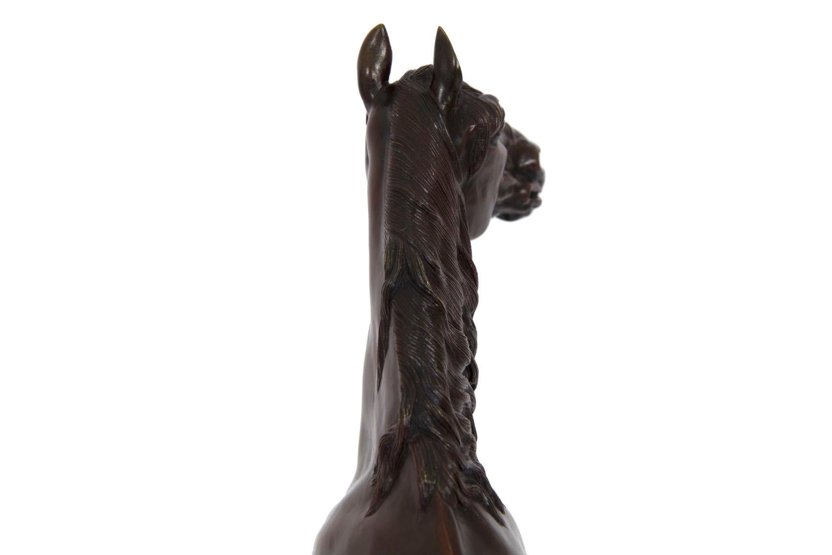 French Bronze Sculpture of Horse Stallion “Ibrahim” After Pierre Jules Mene 11