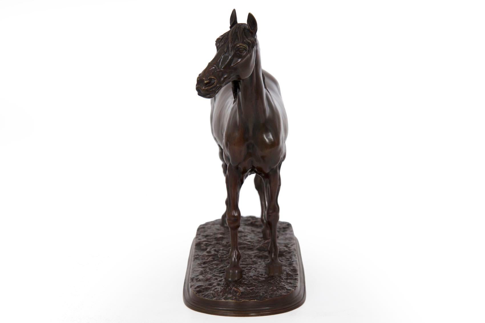 French Bronze Sculpture of Horse Stallion “Ibrahim” After Pierre Jules Mene 2