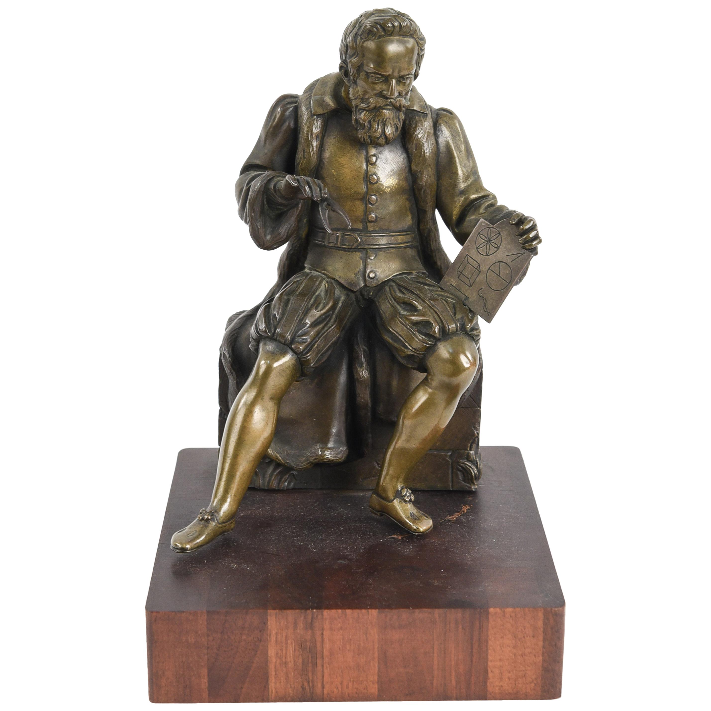 French Bronze Sculpture of Mathematician