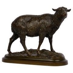 Französische Bronzeskulptur eines Merino-Ewe aus Bronze von Isidore Bonheur