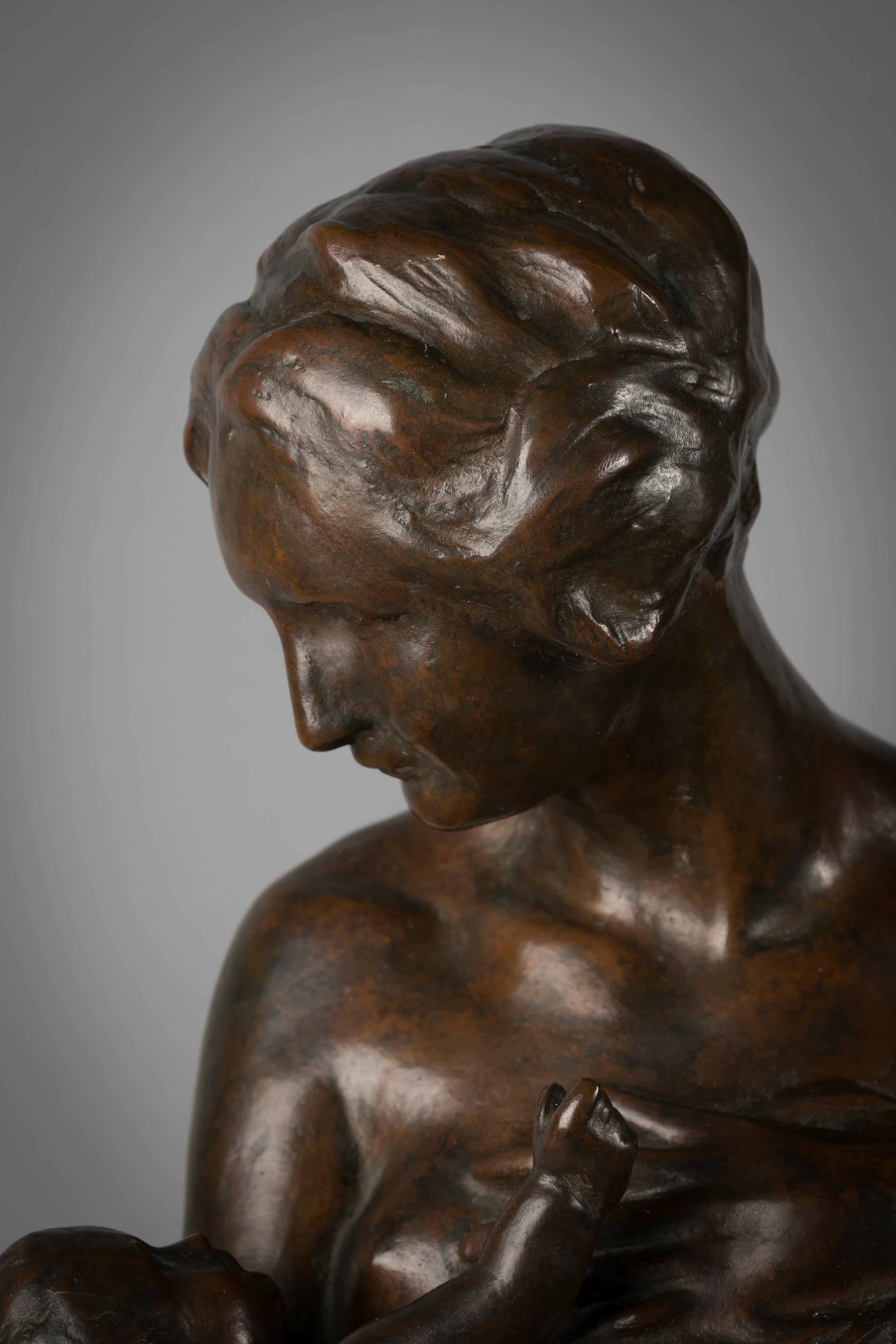 French Bronze Sculpture of Mother and Child, by Paul Dubois 2
