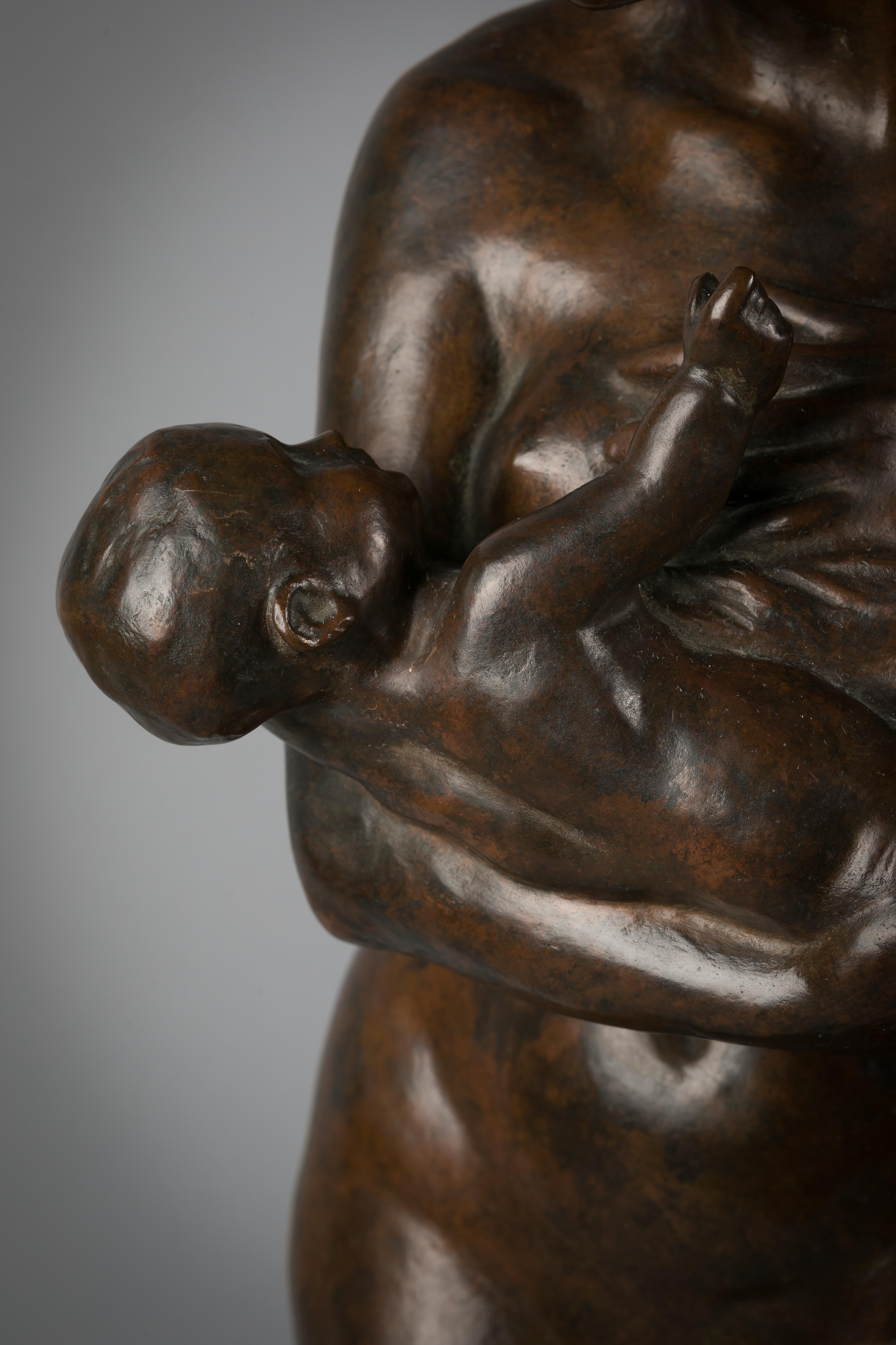 French Bronze Sculpture of Mother and Child, by Paul Dubois 3