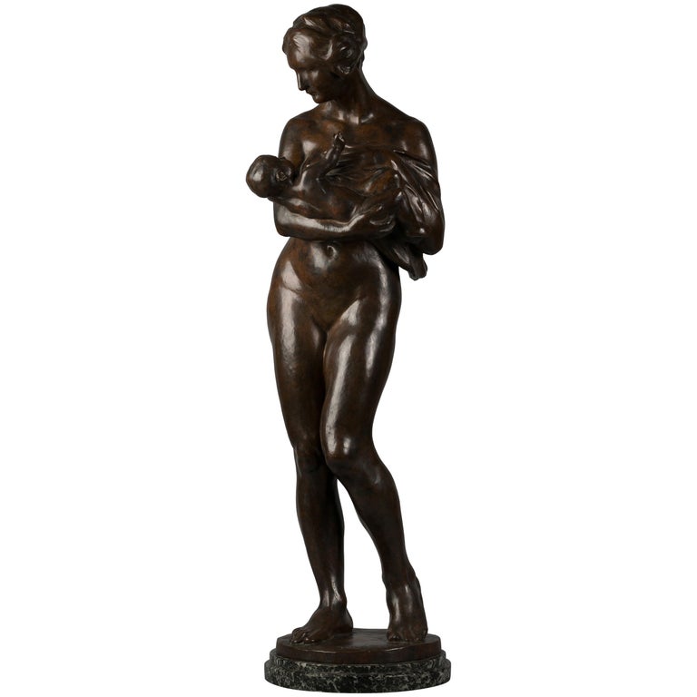 French Bronze Sculpture of Mother and Child, by Paul Dubois at 1stDibs