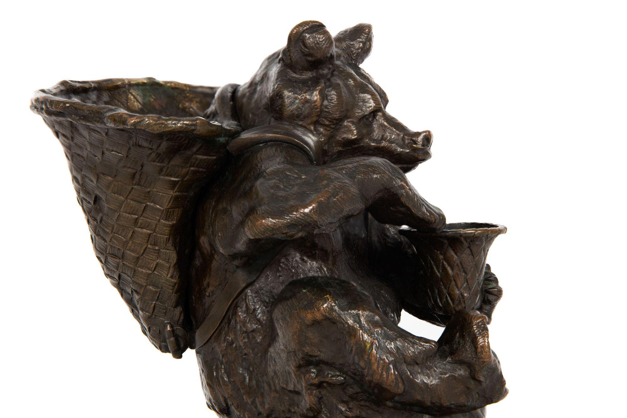 French Bronze Sculpture of Seated Harvester Bear by Auguste Cain 9
