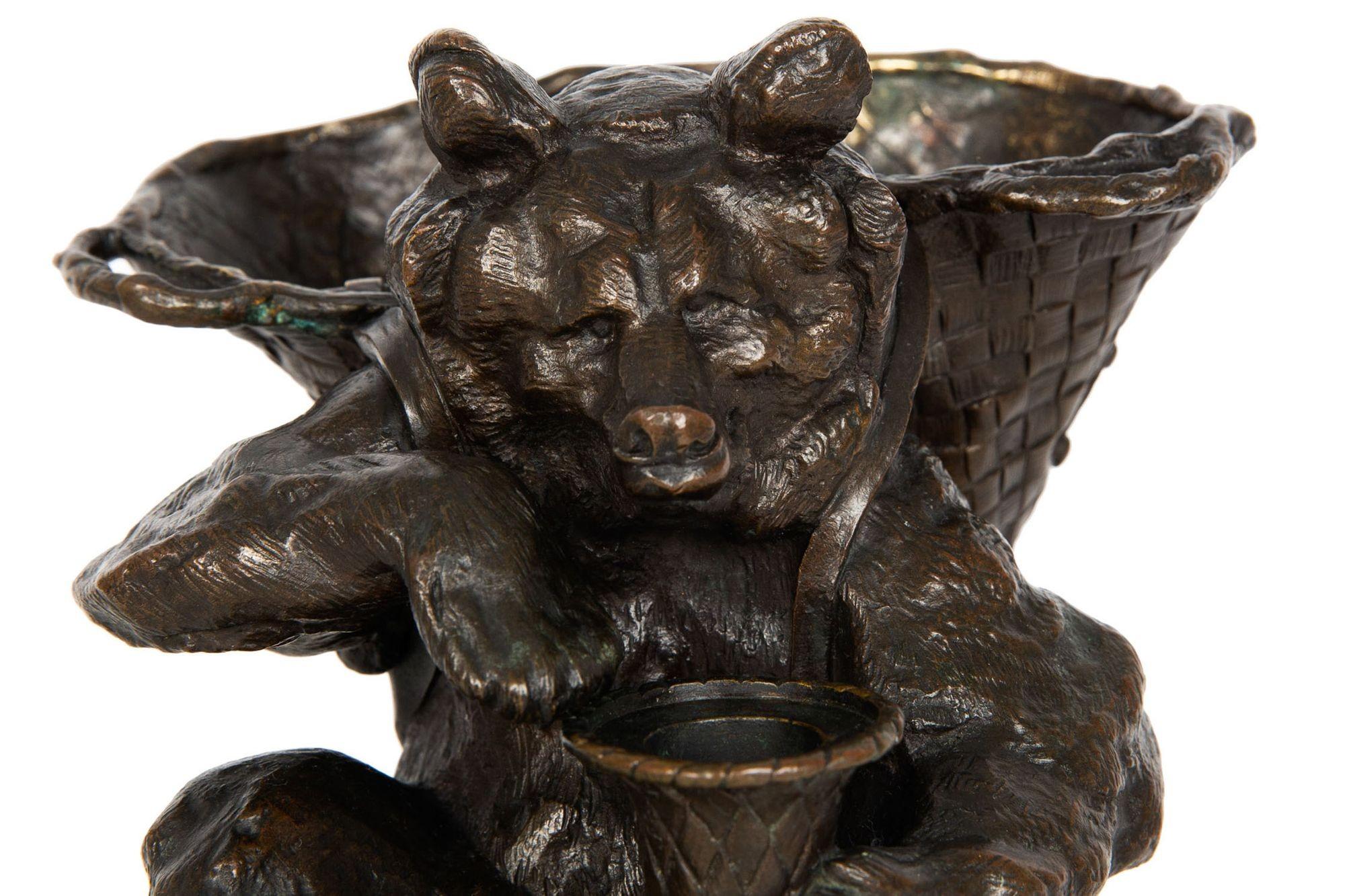 French Bronze Sculpture of Seated Harvester Bear by Auguste Cain 10