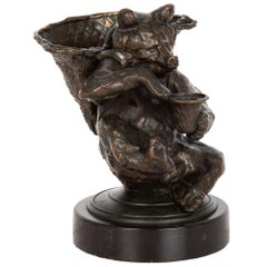 Escultura francesa de bronce de Oso segador sentado de Auguste Cain