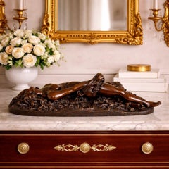 Escultura francesa de bronce "Mujer mordida por una serpiente" de Clesinger