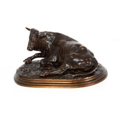 Sculpture française du taureau reposant de Rosa Bonheur & Peyrol