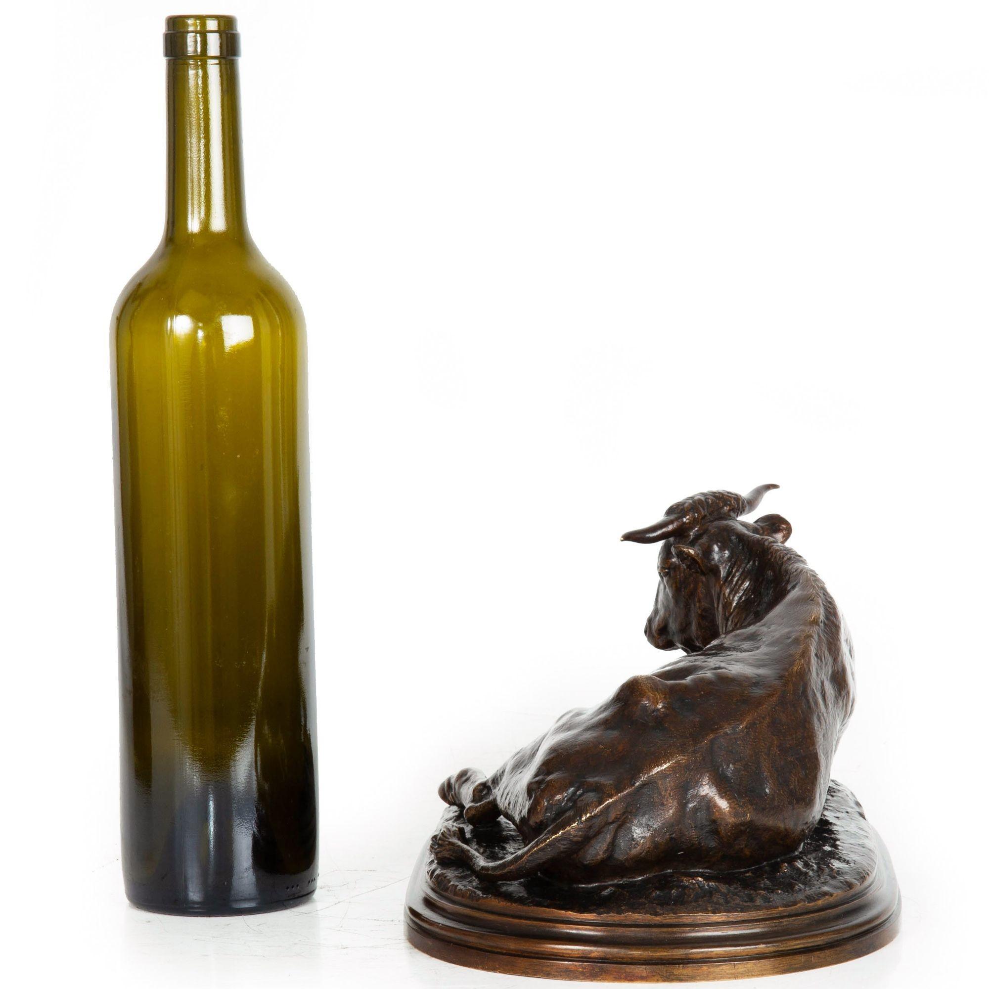 Français Sculpture française du taureau reposant de Rosa Bonheur & Peyrol