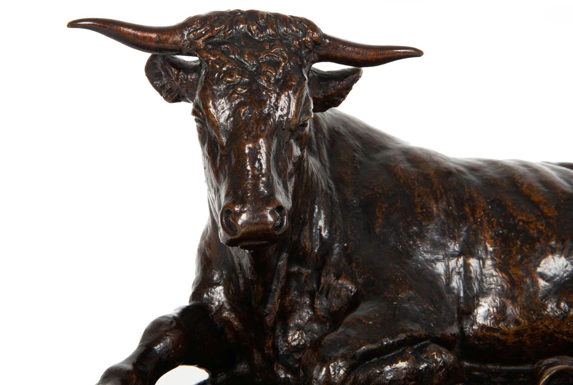 XIXe siècle Sculpture française du taureau reposant de Rosa Bonheur & Peyrol