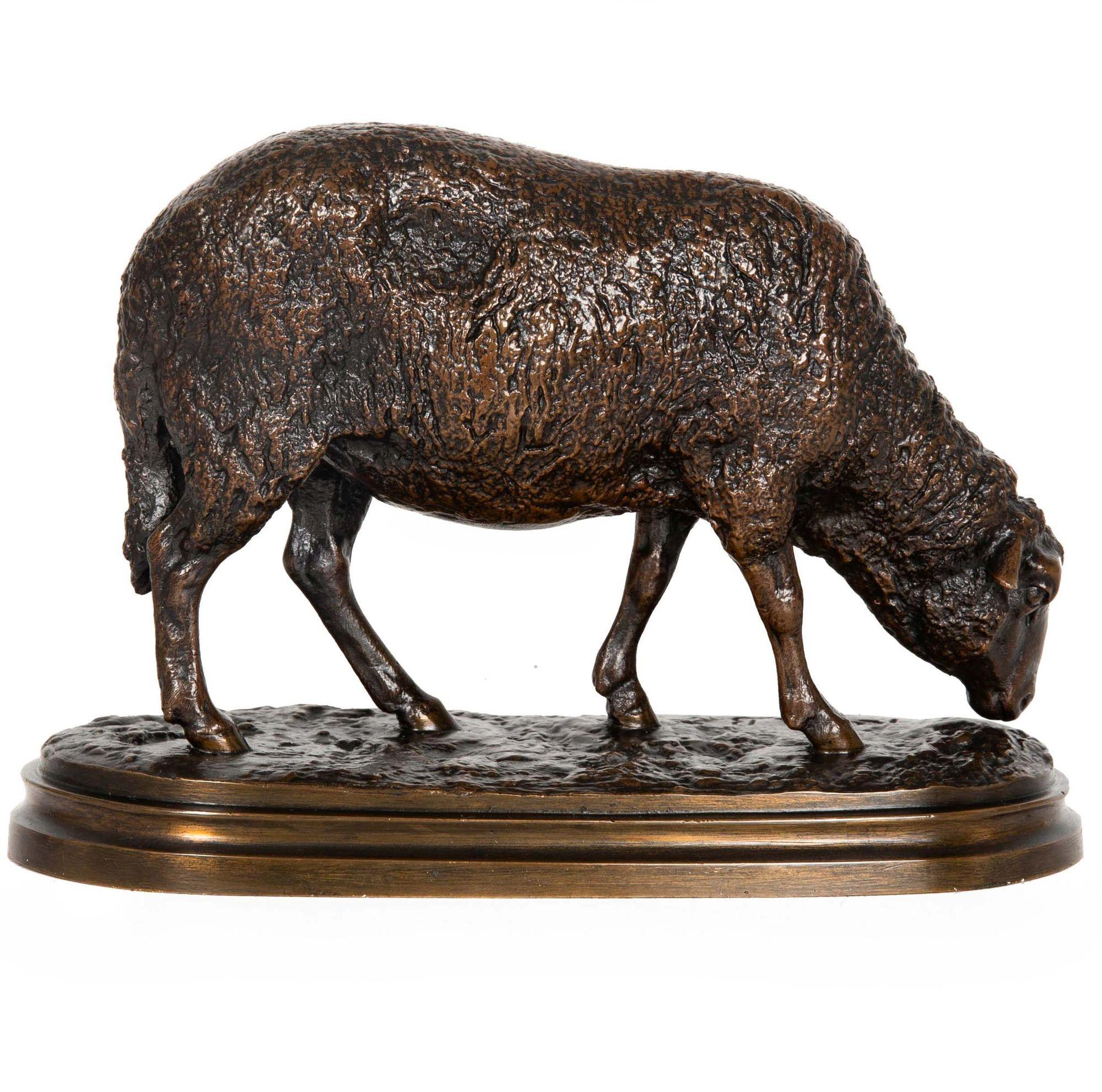 Romantic French Bronze Sculpture Rosa Bonheur “Mouton Broutant” Sheep ca. 1860