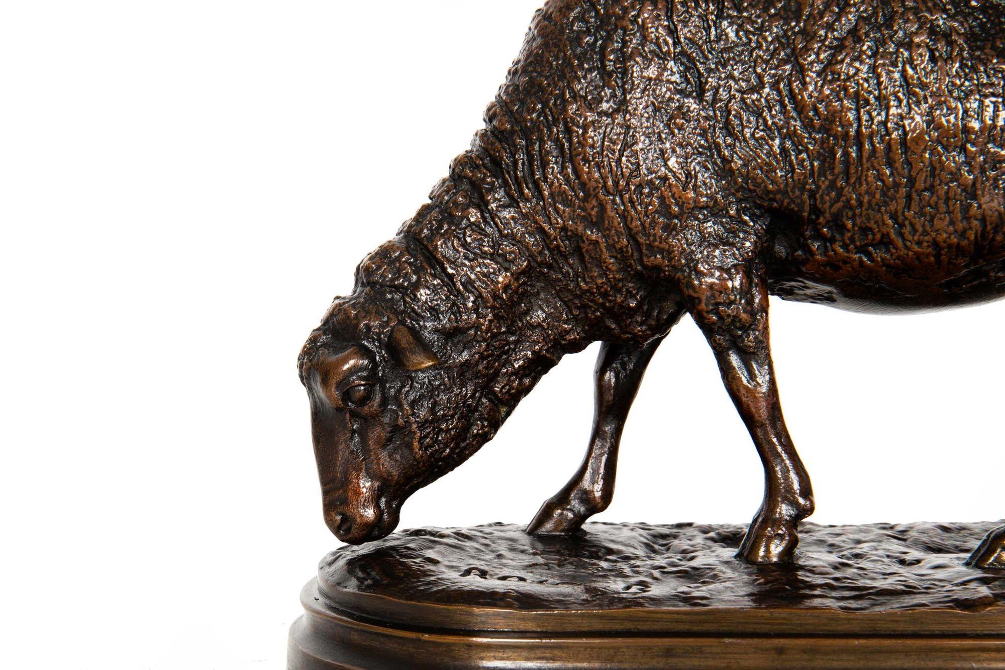 French Bronze Sculpture Rosa Bonheur “Mouton Broutant” Sheep ca. 1860 1