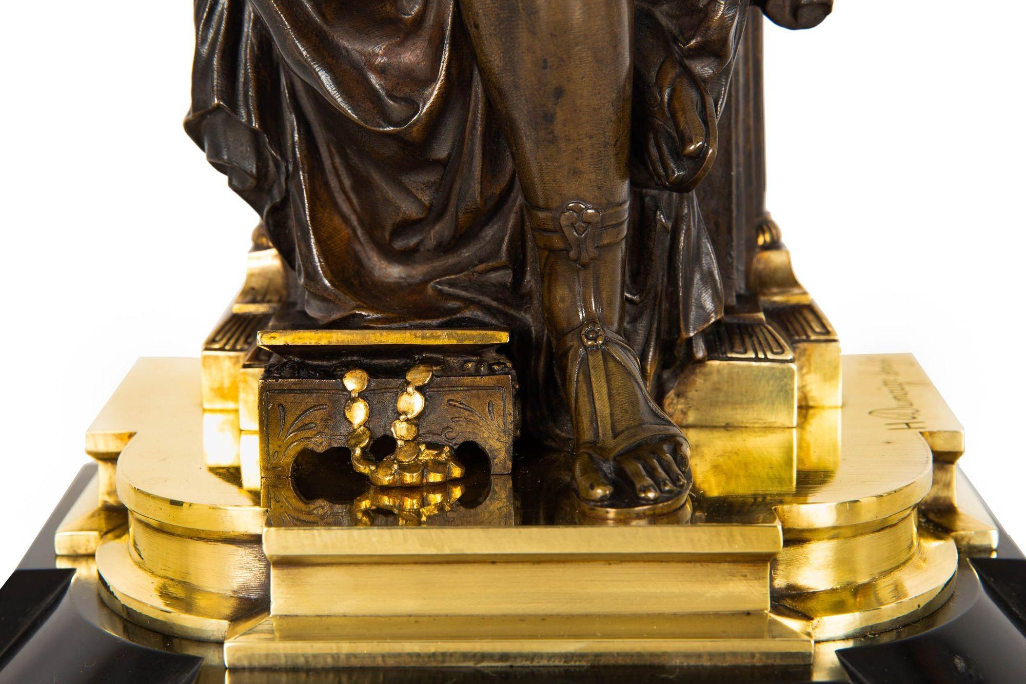 Französische Bronzeskulptur einer sitzenden Frau aus Bronze von Etienne-Henri Dumaige im Angebot 10
