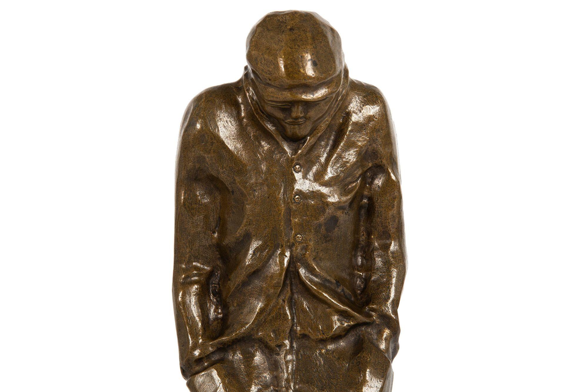 French Bronze Sculpture “Shivering Worker” in manner of Constantin Meunier For Sale 2