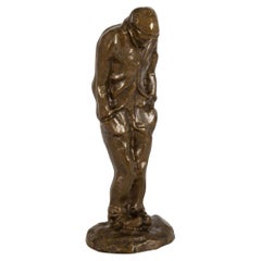 Used French Bronze Sculpture “Shivering Worker” in manner of Constantin Meunier