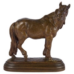 Escultura francesa de bronce "Caballo de pie" de Isidore J. Bonheur & Peyrol Foundry