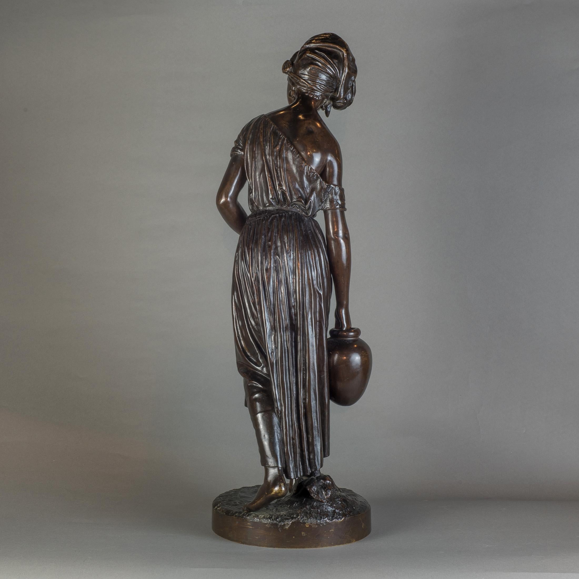 Bronzeskulpturstatue einer afrikanischen Frau aus Nussbaumholz (Patiniert) im Angebot
